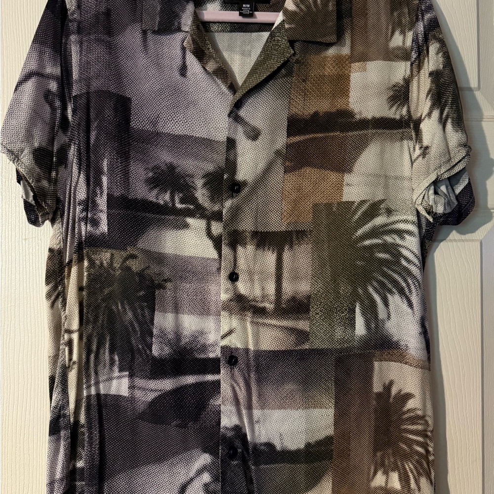 Artistic Black and Gray Casual Button Down Shirt